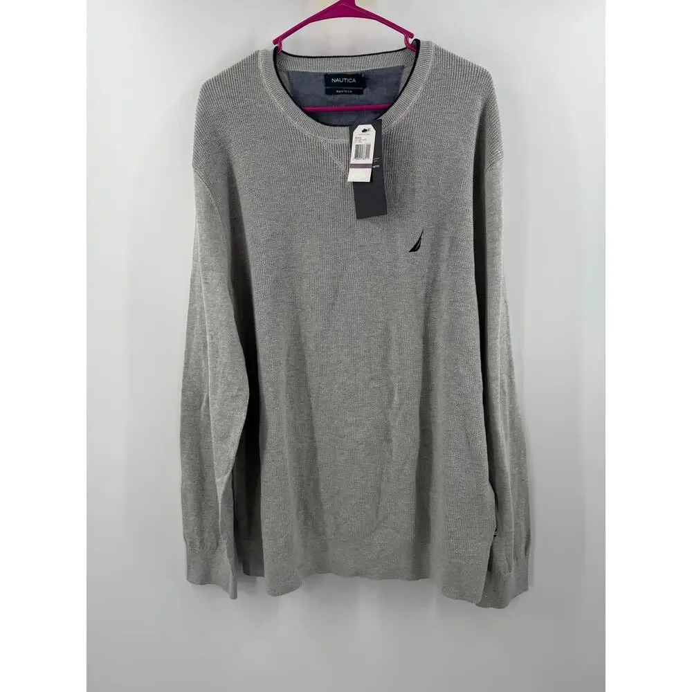 Nautica Sweater Men’s XXL Navtech NWT Temp Control Gray Pullover Cotton Blend